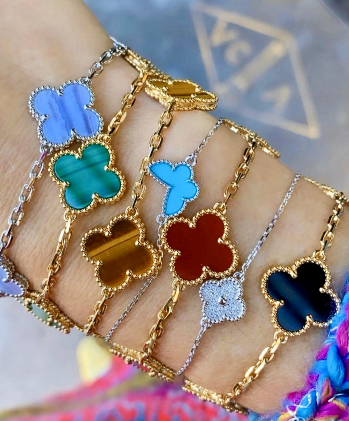 LAVENDER SILVER CLOVER BRACELET