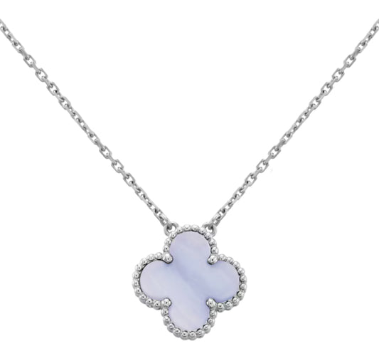 LAVENDER SILVER CLOVER NECKLACE